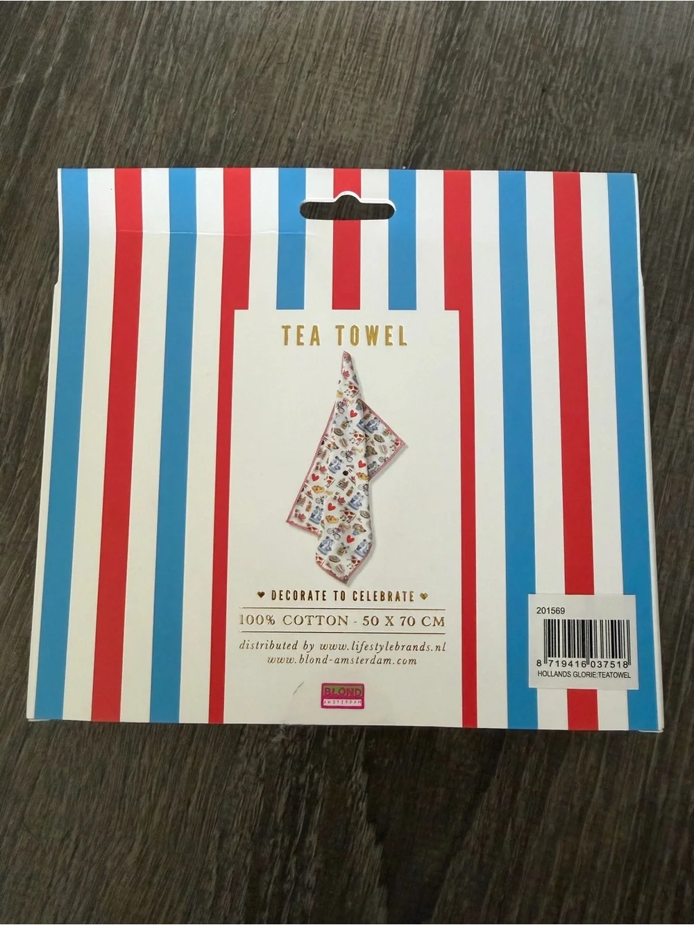 White Tea Towel with Colorful Dutch Print